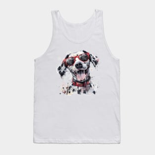 Colorful Dalmation with Sunglasses Tank Top